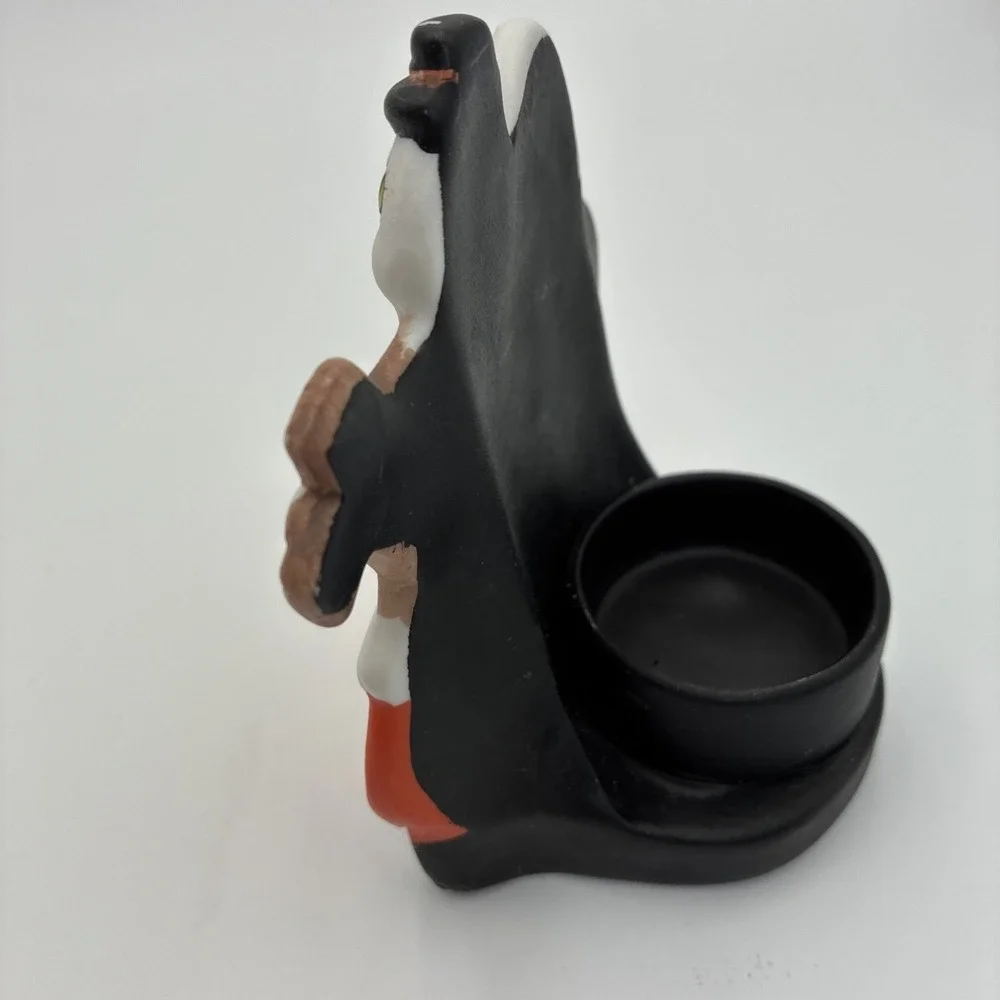 Halloween Ghost Couple Jack-O-Lantern Ceramic Tea Light Candle Holder Figurine